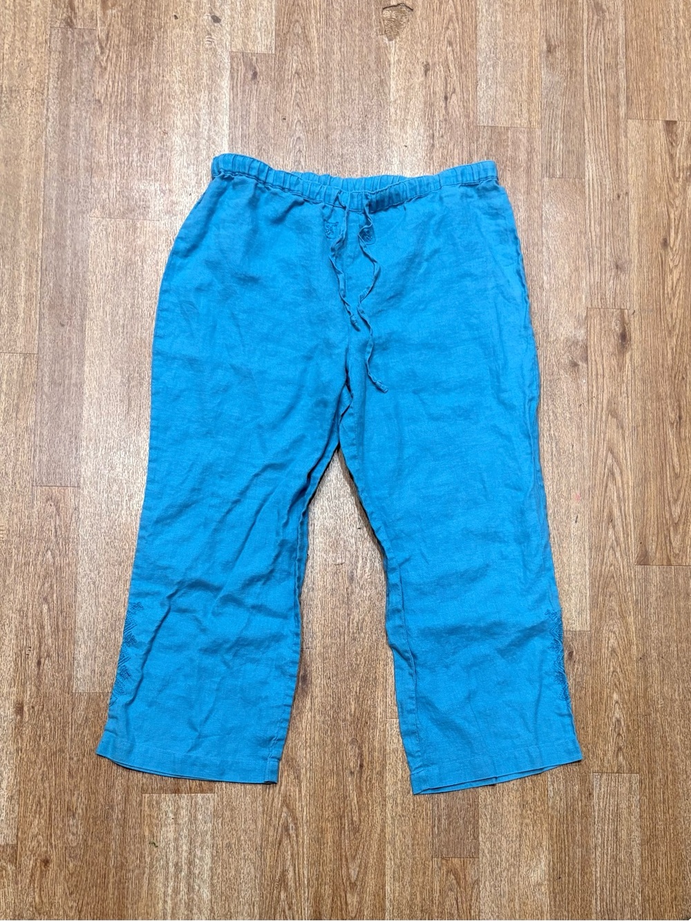 Caribbean Joe women’s Drawstring Linen Joggers - Teal Blue